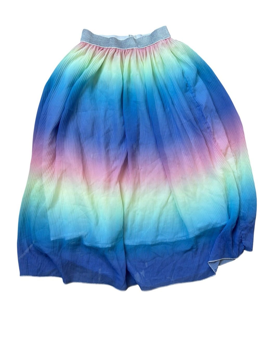 Lola + The Boys Girls’ Rainbow Ombre Pleated Midi Skirt 12 Years Elastic Waist